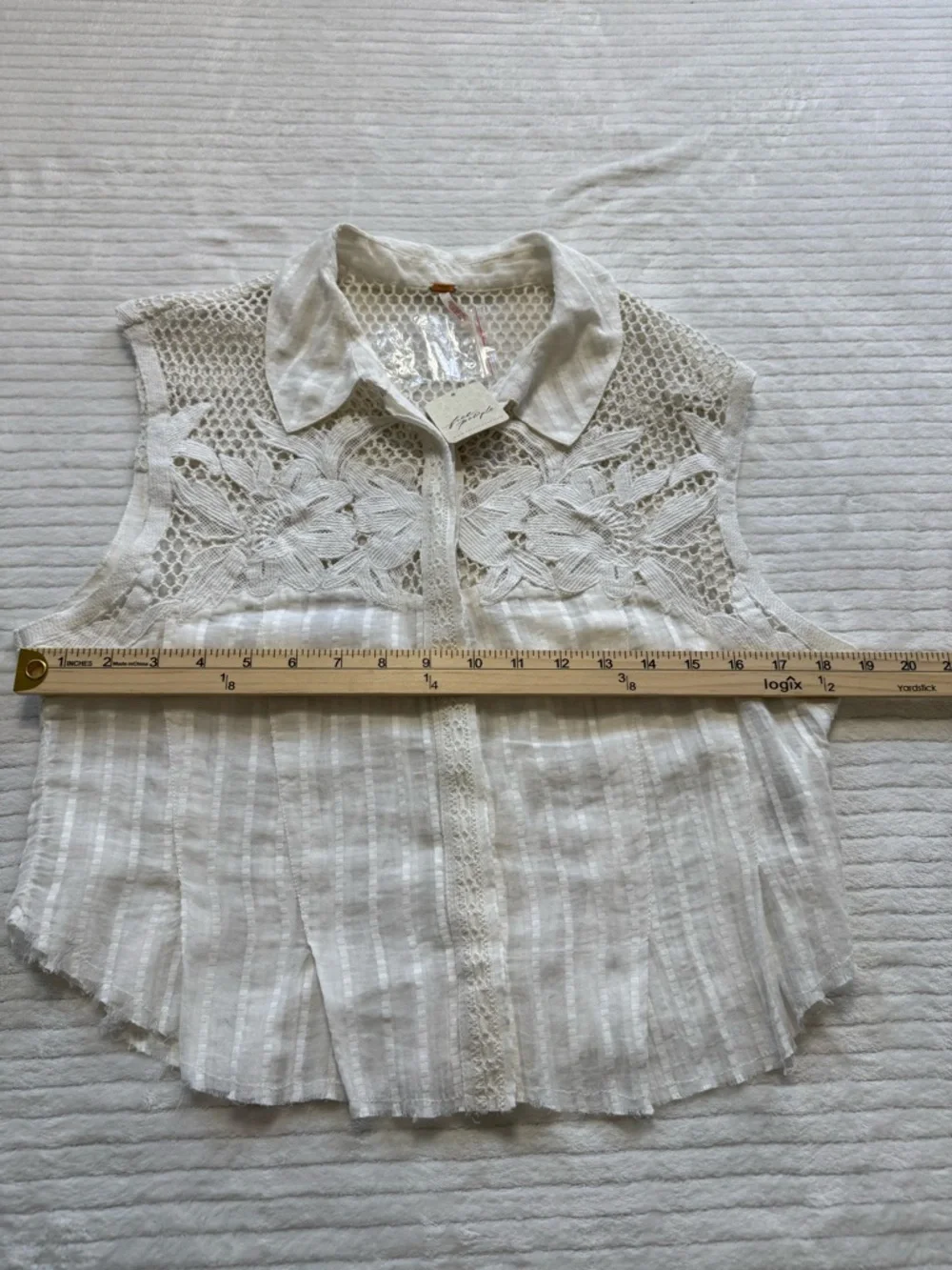 Free People Cream Crochet Pleated Sleeveless Camisole - Picture 4 of 10